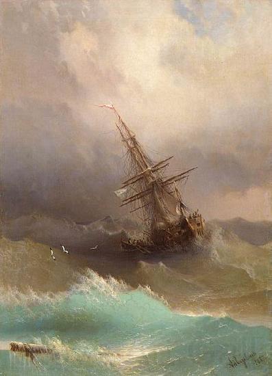 Ivan Aivazovsky Ship in the Stormy Sea Norge oil painting art